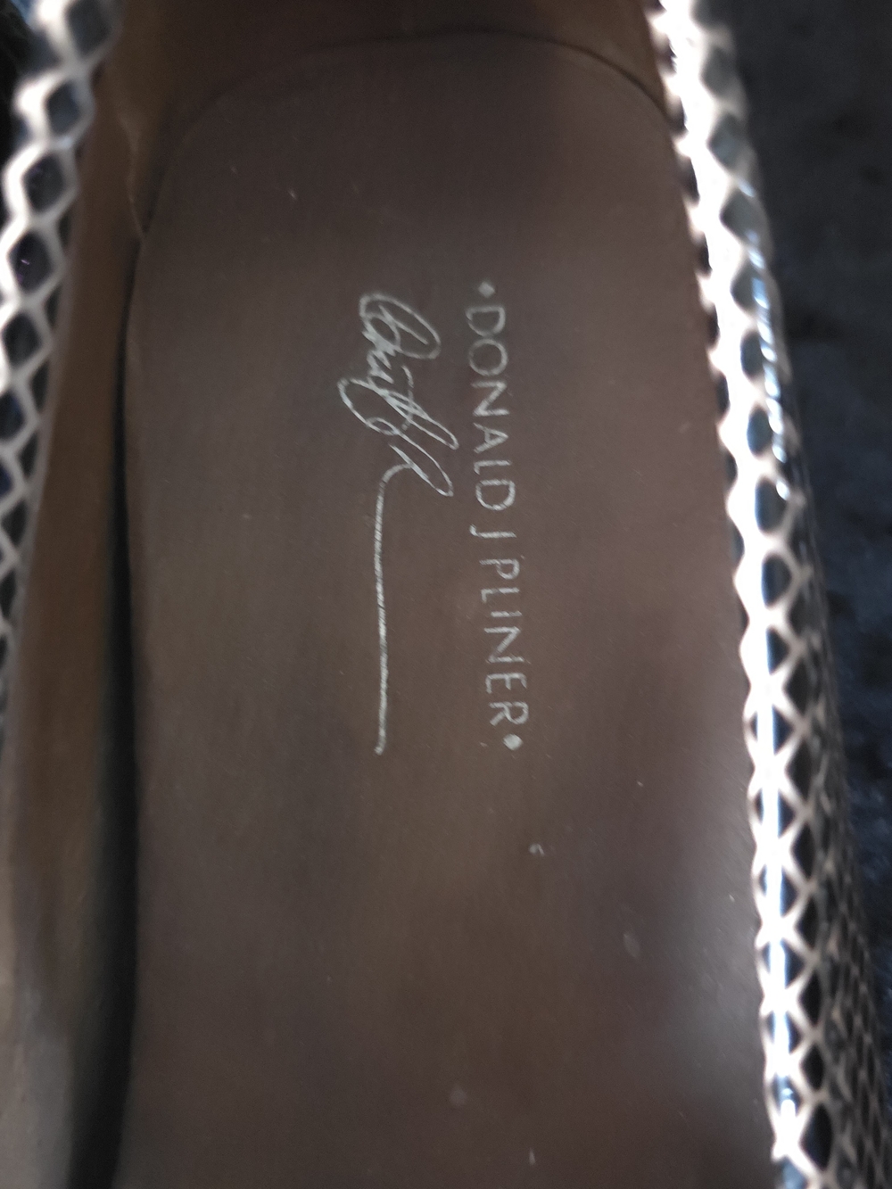 Donald J. Pliner Bronze Metallic Snake-Embossed Loafers with Gold Buckle - Picture 2 of 8